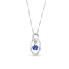 Thumbnail Image 0 of Unstoppable Love™ Blue Lab-Created Sapphire and White Lab-Created Sapphire Oval Pendant in Sterling Silver