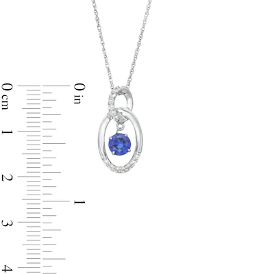 Unstoppable Love™ Blue Lab-Created Sapphire and White Lab-Created Sapphire Oval Pendant in Sterling Silver