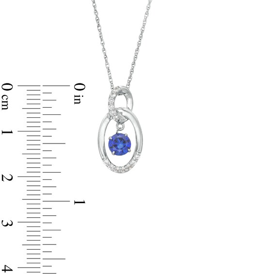 Unstoppable Love™ Blue Lab-Created Sapphire and White Lab-Created Sapphire Oval Pendant in Sterling Silver