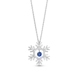 Unstoppable Love™ Blue and White Lab-Created Sapphire Snowflake Pendant in Sterling Silver