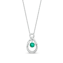 Unstoppable Love™ Lab-Created Emerald and White Lab-Created Sapphire Teardrop Pendant in Sterling Silver