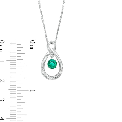 Unstoppable Love™ Lab-Created Emerald and White Lab-Created Sapphire Teardrop Pendant in Sterling Silver