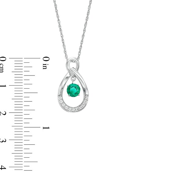 Unstoppable Love™ Lab-Created Emerald and White Lab-Created Sapphire Teardrop Pendant in Sterling Silver