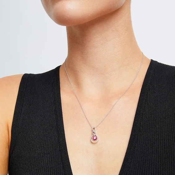 Unstoppable Love™ Lab-Created Ruby and White Lab-Created Sapphire Infinity Drop Pendant in Sterling Silver