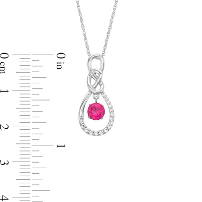 Unstoppable Love™ Lab-Created Ruby and White Lab-Created Sapphire Infinity Drop Pendant in Sterling Silver