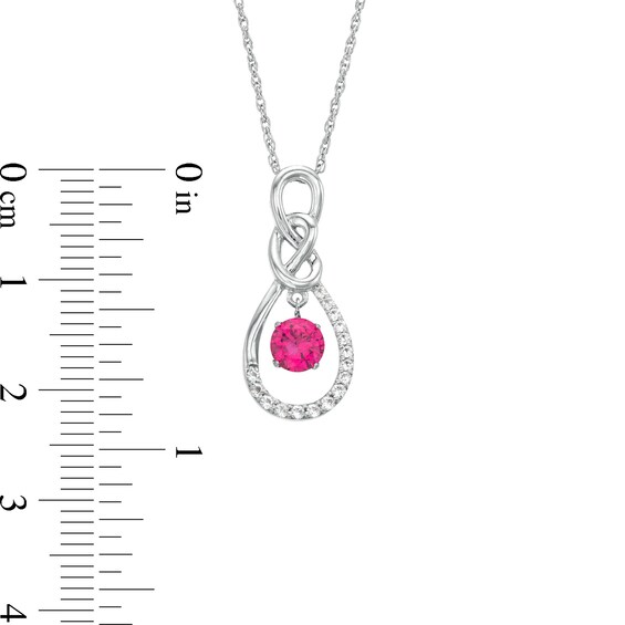 Unstoppable Love™ Lab-Created Ruby and White Lab-Created Sapphire Infinity Drop Pendant in Sterling Silver