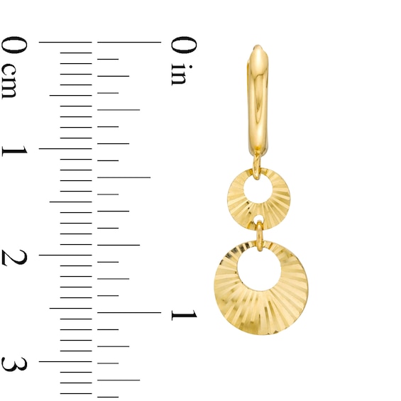 Diamond-Cut Open Disc Double Drop Earrings in 14K Gold