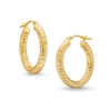 15.0mm Diamond-Cut Tube Hoop Earrings in Hollow 14K Gold