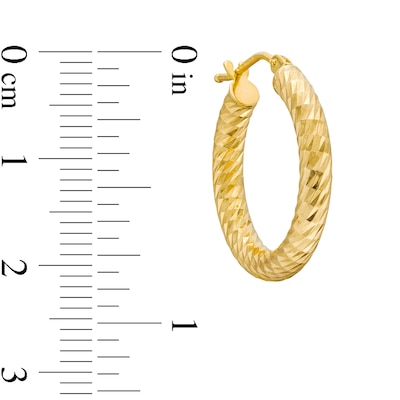 15.0mm Diamond-Cut Tube Hoop Earrings in Hollow 14K Gold