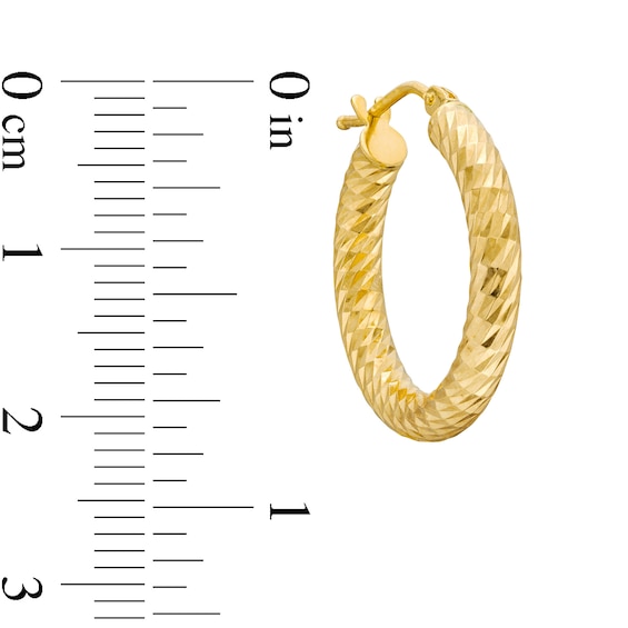 15.0mm Diamond-Cut Tube Hoop Earrings in Hollow 14K Gold