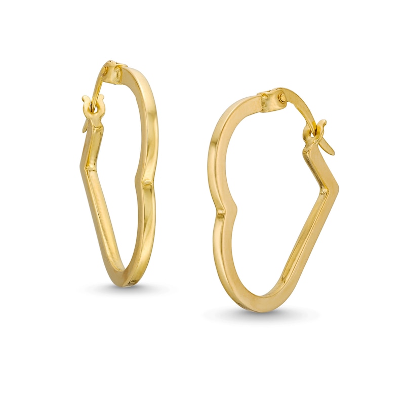 Heart-Shaped Hoop Earrings in Hollow 10K Gold