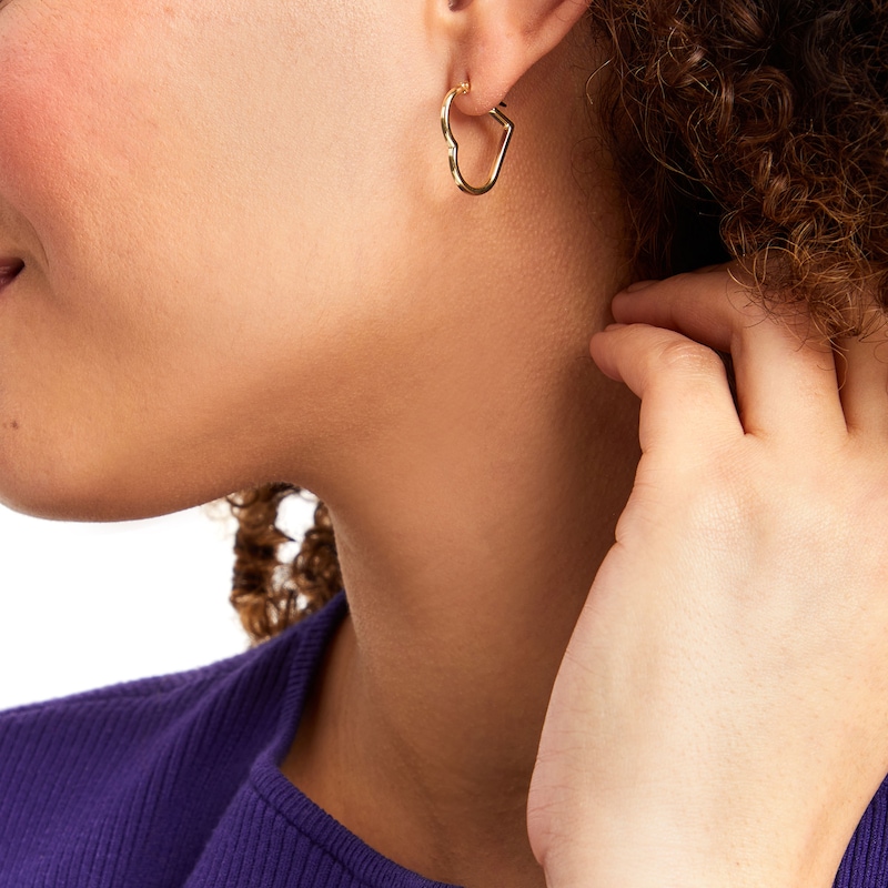 Heart-Shaped Hoop Earrings in Hollow 10K Gold|Peoples Jewellers