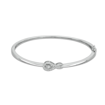 Unstoppable Love™ Diamond Accent Sideways Infinity Symbol Bangle in Sterling Silver