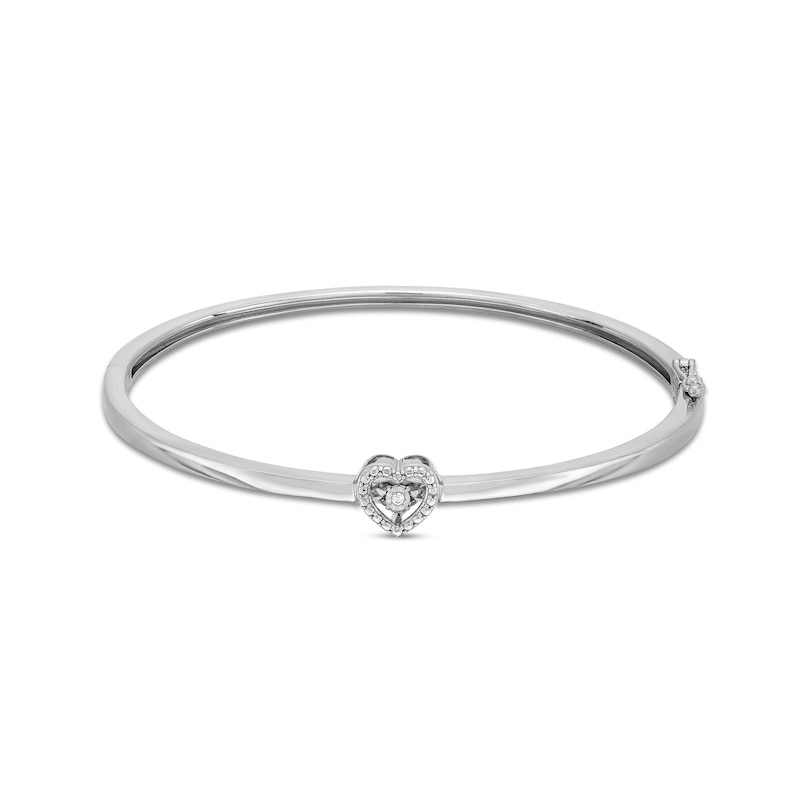 Unstoppable Love™ Diamond Accent Heart Frame Bangle in Sterling Silver|Peoples Jewellers