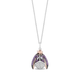 Disney Treasures Winnie the Pooh 0.08 CT. T.W. Diamond and Amethyst Eyeore Pendant in Sterling Silver and 10K Rose Gold