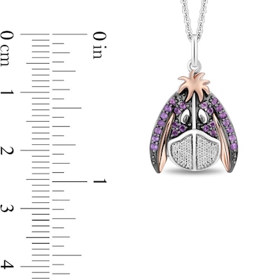 Disney Treasures Winnie the Pooh 0.08 CT. T.W. Diamond and Amethyst Eyeore Pendant in Sterling Silver and 10K Rose Gold