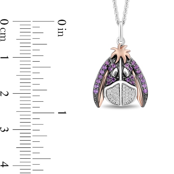 Disney Treasures Winnie the Pooh 0.08 CT. T.W. Diamond and Amethyst Eyeore Pendant in Sterling Silver and 10K Rose Gold