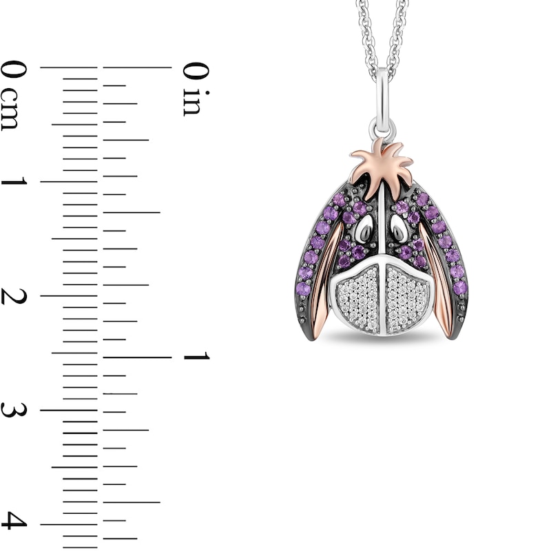 Disney Treasures Winnie the Pooh 0.08 CT. T.W. Diamond and Amethyst Eyeore Pendant in Sterling Silver and 10K Rose Gold|Peoples Jewellers