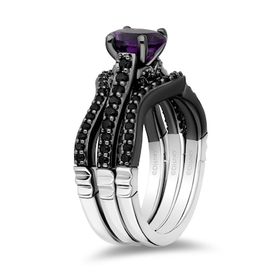 Enchanted Disney Villains Ursula Oval Amethyst and 0.95 CT. T.W. Black Diamond Bridal Set in 14K White Gold