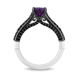 Enchanted Disney Villains Ursula Oval Amethyst and 0.95 CT. T.W. Black Diamond Bridal Set in 14K White Gold