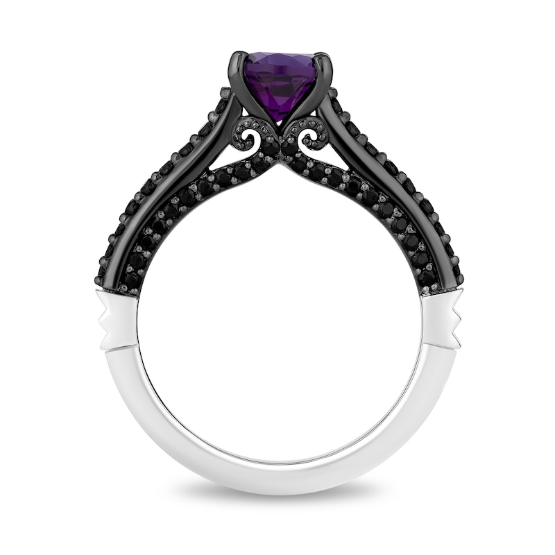Enchanted Disney Villains Ursula Oval Amethyst and 0.95 CT. T.W. Black Diamond Bridal Set in 14K White Gold|Peoples Jewellers
