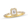 Thumbnail Image 0 of Vera Wang Love Collection 0.69 CT. T.W. Emerald-Cut Diamond Frame Art Deco Engagement Ring in 14K Gold (I/SI2)