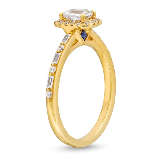 Vera Wang Love Collection 0.69 CT. T.W. Emerald-Cut Diamond Frame Art Deco Engagement Ring in 14K Gold (I/SI2)