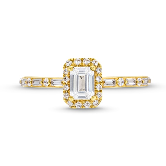 Vera Wang Love Collection 0.69 CT. T.W. Emerald-Cut Diamond Frame Art Deco Engagement Ring in 14K Gold (I/SI2)