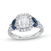 TRUE Lab-Created Diamonds by Vera Wang Love 1.95 CT. T.W. Diamond and Sapphire Floral Engagement Ring in 14K White Gold