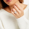 TRUE Lab-Created Diamonds by Vera Wang Love 1.95 CT. T.W. Diamond and Sapphire Floral Engagement Ring in 14K White Gold