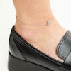 Thumbnail Image 1 of Unstoppable Love™ 0.085 CT. T.W. Diamond Interlocking Hearts Anklet in Sterling Silver - 10.0"