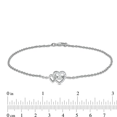 Unstoppable Love™ 0.085 CT. T.W. Diamond Interlocking Hearts Anklet in Sterling Silver - 10.0"