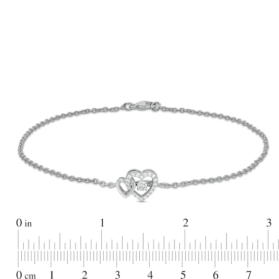 Unstoppable Love™ 0.085 CT. T.W. Diamond Interlocking Hearts Anklet in Sterling Silver - 10.0"