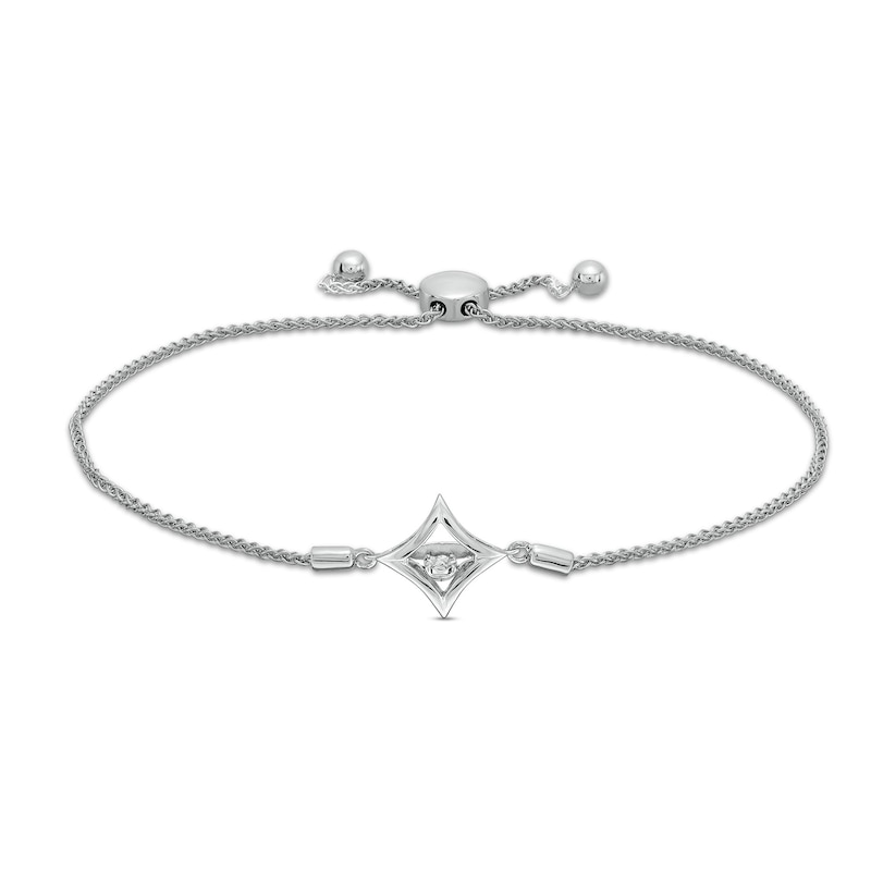 Unstoppable Love™ Diamond Accent Tilted Square Frame Bolo Bracelet in Sterling Silver - 9.5"