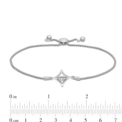 Unstoppable Love™ Diamond Accent Tilted Square Frame Bolo Bracelet in Sterling Silver - 9.5"