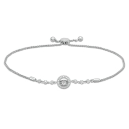 Unstoppable Love™ 0.085 CT. T.W. Diamond Circle Frame Bolo Bracelet in Sterling Silver - 9.75&quot;