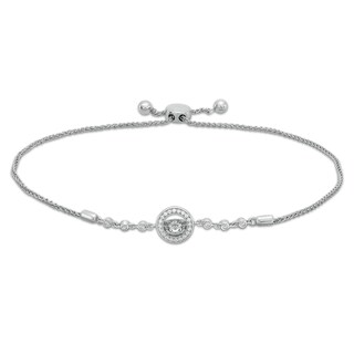 Unstoppable Love™ 0.085 CT. T.W. Diamond Circle Frame Bolo Bracelet in Sterling Silver - 9.75"