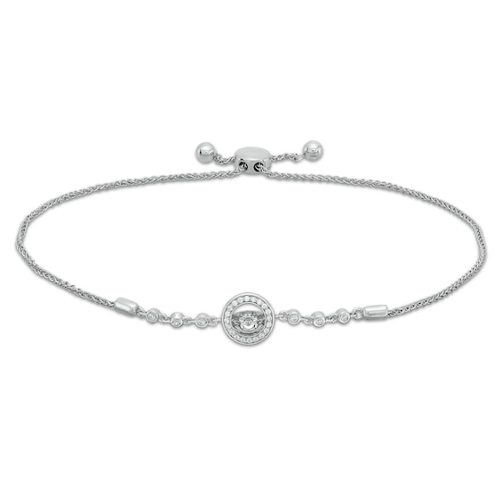 Unstoppable Love™ 0.085 CT. T.W. Diamond Circle Frame Bolo Bracelet in Sterling Silver - 9.75"