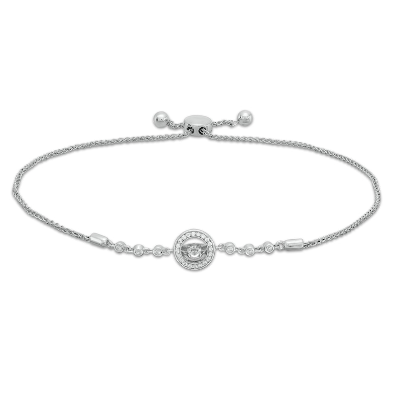 Unstoppable Love™ 0.085 CT. T.W. Diamond Circle Frame Bolo Bracelet in Sterling Silver - 9.75"|Peoples Jewellers