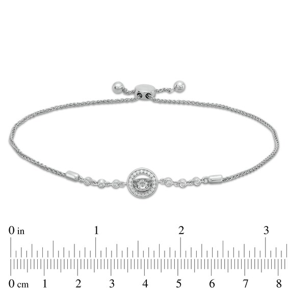 Unstoppable Love™ 0.085 CT. T.W. Diamond Circle Frame Bolo Bracelet in Sterling Silver - 9.75"