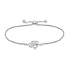 Unstoppable Love™ 0.085 CT. T.W. Diamond Interlocking Hearts Bolo Bracelet in Sterling Silver - 9.5"