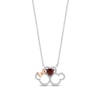 Thumbnail Image 1 of Disney Treasures Mickey and Minnie Garnet and 0.11 CT. T.W. Diamond Silhouettes Necklace in Sterling Silver and 10K Rose Gold