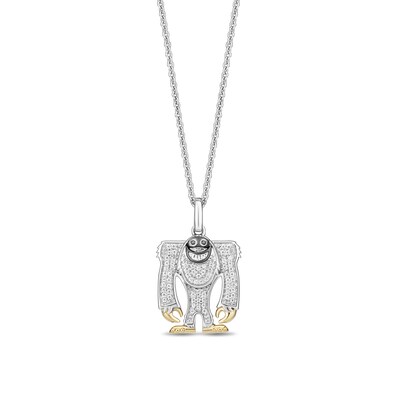 Disney Treasures Monster's Inc. 0.145 CT. T.W. Diamond Adorable Snowman Pendant in Sterling Silver and 10K Gold