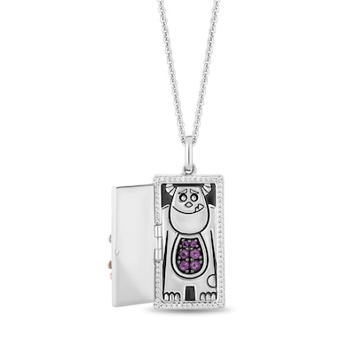 Disney Treasures Monster's Inc. Amethyst, Garnet and 0.14 CT. T.W. Diamond Boo's Door Pendant in Sterling Silver and 10K Rose Gold