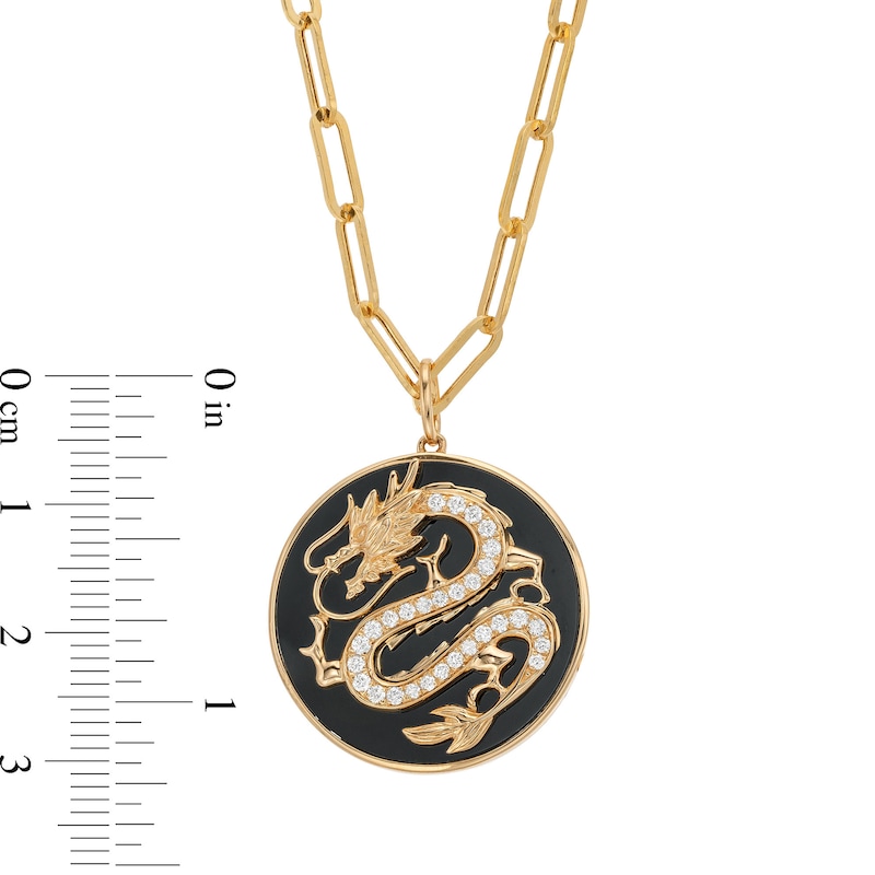 EFFY™ Collection Onyx and 0.25 CT. T.W. Diamond Dragon Medallion Pendant in 14K Gold|Peoples Jewellers
