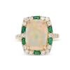 EFFY™ Collection Cushion Opal, Emerald and 0.45 CT. T.W. Diamond Frame Ring in 14K Gold