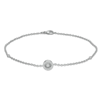 Unstoppable Love™ Diamond Accent Frame Anklet in Sterling Silver - 9.0"