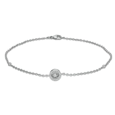 Unstoppable Love™ Diamond Accent Frame Anklet in Sterling Silver - 9.0"