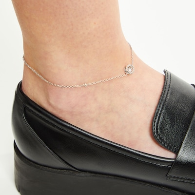 Unstoppable Love™ Diamond Accent Frame Anklet in Sterling Silver - 9.0"