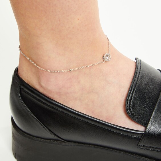 Unstoppable Love™ Diamond Accent Frame Anklet in Sterling Silver - 9.0"